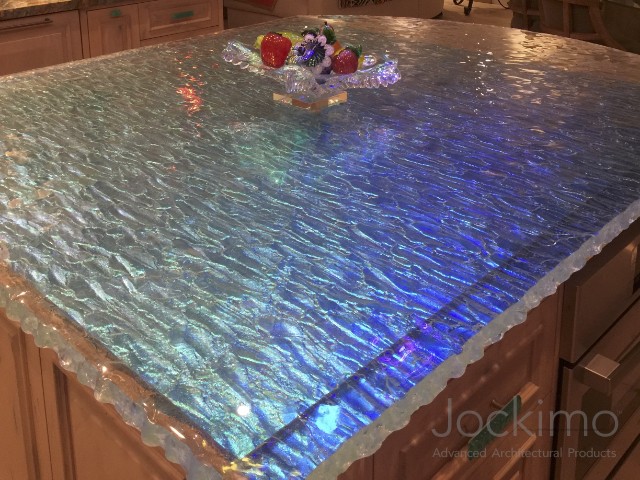 Cast Glass and DichroGlass Jockimo Glass Counter with Dichroic Glass